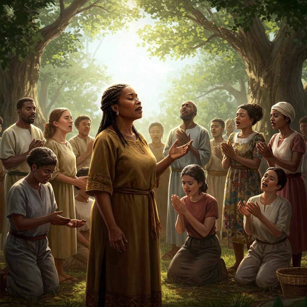 Congregation singing Christian songs