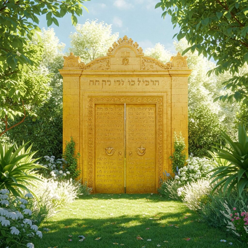 Heavenly gates, lush harmony.