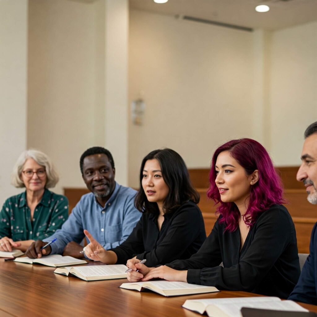 Diverse group in Bible study