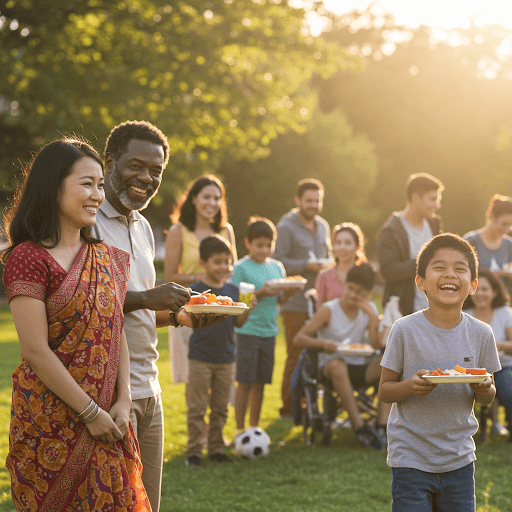 A joyful community scene