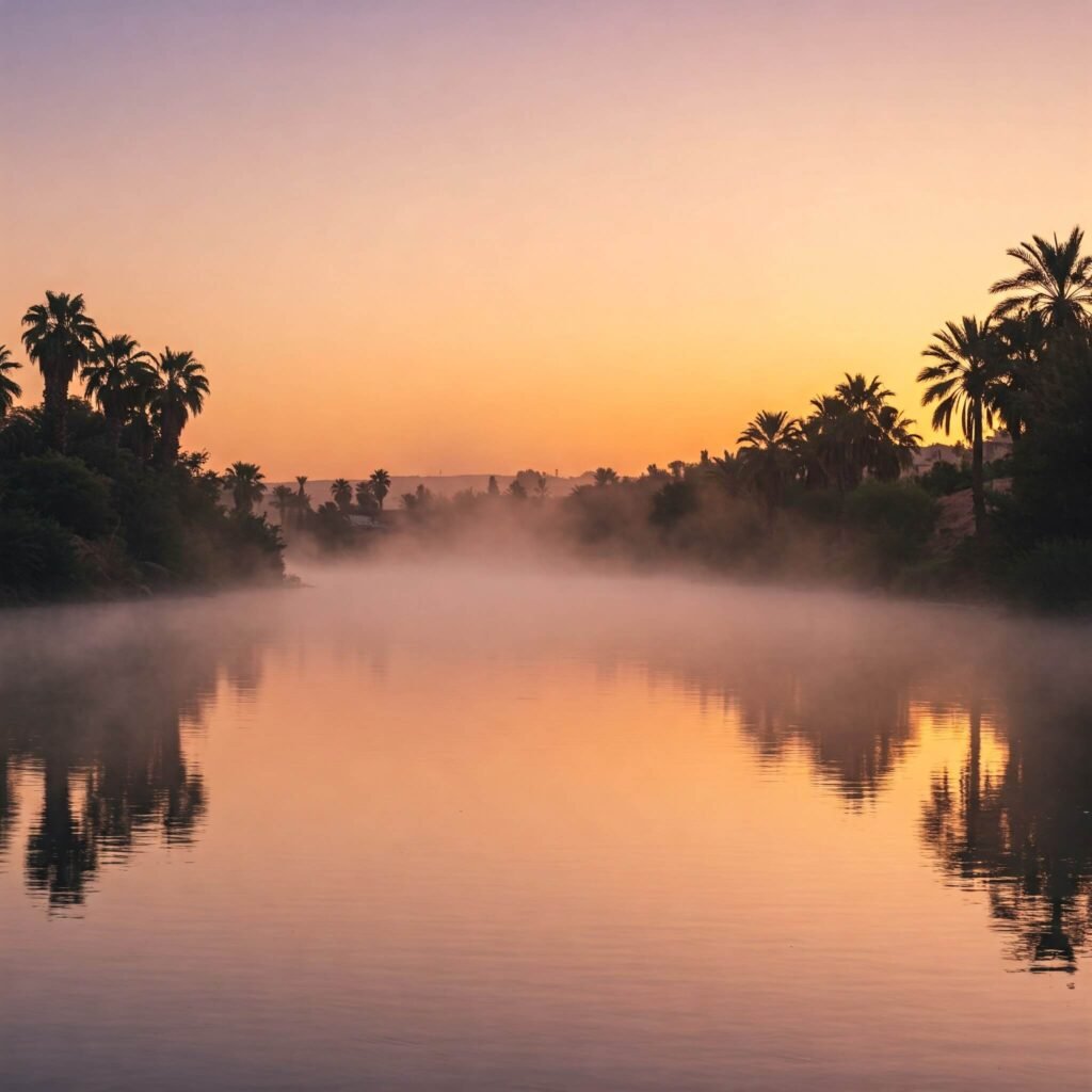 Serene river at sunrise