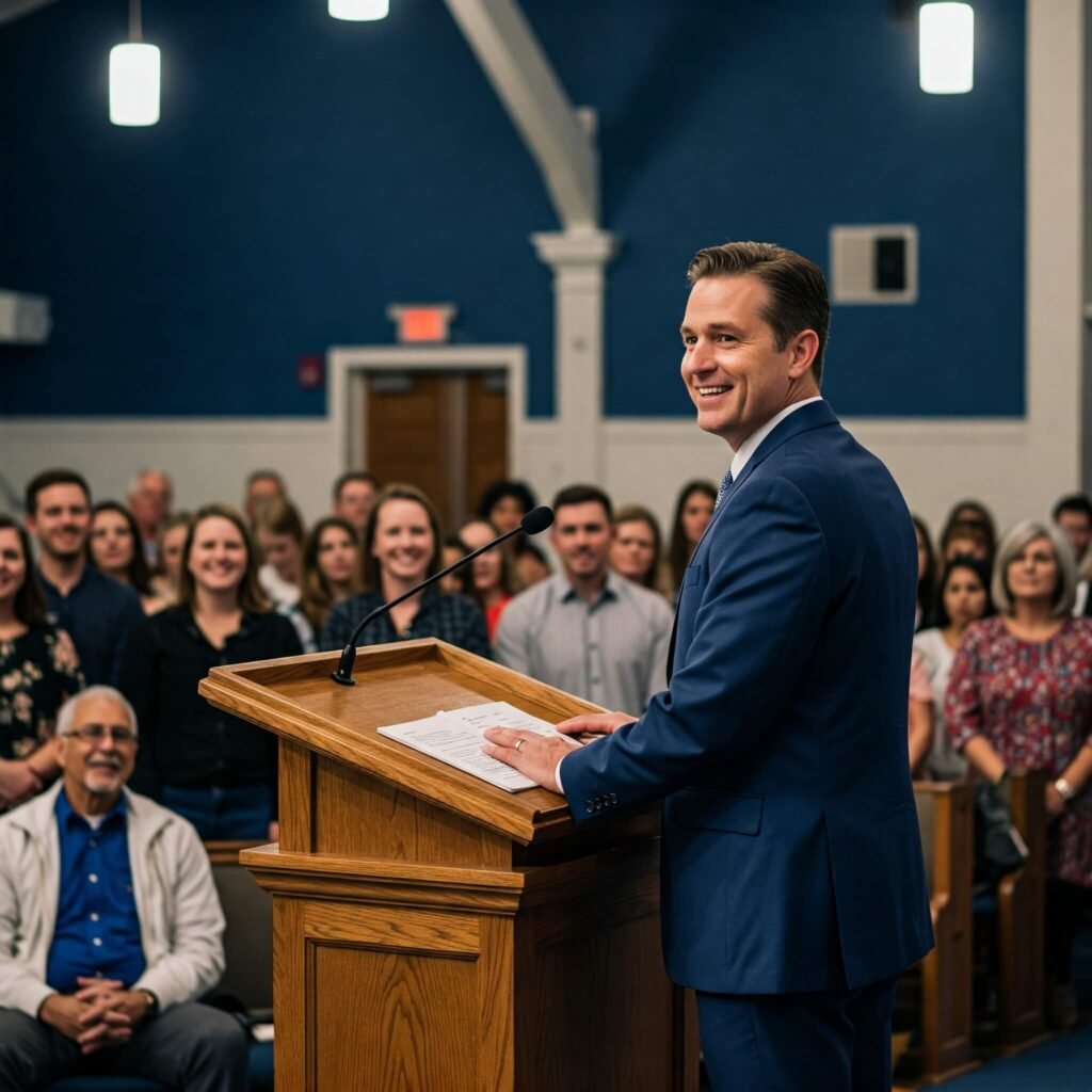 Pastor John Smith at a pulpit