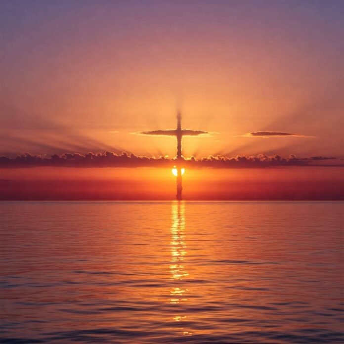 a radiant sunrise over a calm ocean