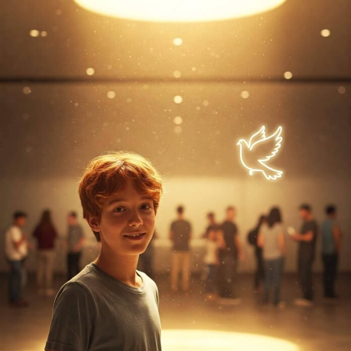 Person on spiritual journey with light